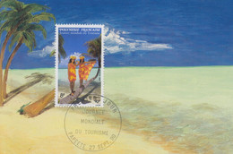 Carte  Maximum  1er  Jour   POLYNESIE    Journée  Mondiale   Du   Tourisme    1990 - Maximumkaarten