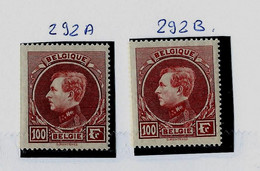 N° 292 A Et 292 B  ( ** ) - 1929-1941 Grand Montenez