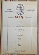 MENU 1950 CMM  Paquebot PROVIDENCE - Menus