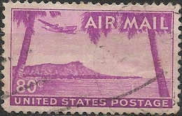 USA 1952 Air. Diamond Head, Oahu, Honolulu - 80c. - Purple FU - 2a. 1941-1960 Usati