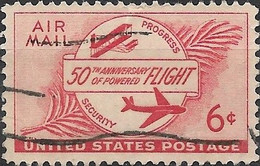 USA 1953 Air. 50th Anniversary Of Aviation - 6c - Wright Flyer I And Boeing 377 Stratocruiser FU - 2a. 1941-1960 Usados