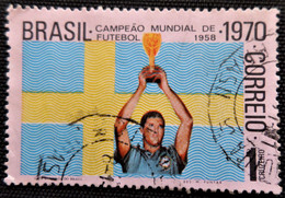 Timbre Du Brésil 1970 Brazil's Third Victory In The Football World Cup  Stampworld N° 1279 - Oblitérés