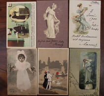 AK 1900's Lot De 6 CPA Femme Enfant Couple Illustrateur Litho - Other & Unclassified