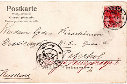 62494 - Deutsches Reich - 1904 - 10Pfg Germania EF A AnsKte AACHEN -> PETERGOF (Russland) - Briefe U. Dokumente