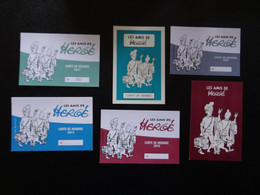 Tintin - 6 Cartes De Membre Des Amis D'Hergé - Autocolantes