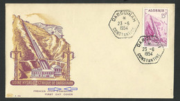 ALGÉRIE - Enveloppe FDC En 1954 - Usine Hydro. De Darguinah  -- Erreur-- Point Sur L'enveloppe Au-dessus De La Lettre M - FDC