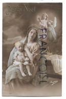 Montage Photographique. Vierge, Enfant Jésus Et Anges Musiciens:" Joyeux Noël" - Vergine Maria E Madonne