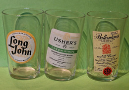 Lot 3 Anciens VERRES - Publicitaire à APÉRITIFS - Long John; Usher's; Ballantines - Etat D'usage -  Années 1970 / 1980 - Bicchieri
