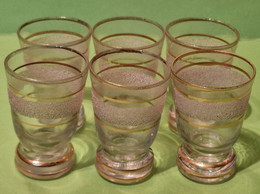 Lot 6 Anciens VERRES à DIGESTIFS - Liserets Dorés - Service De Table - Etat D'usage -  Années 1950 / 1960 - Glasses