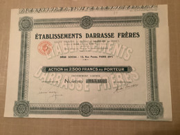 Ets Darrasse Frères Action De 2500. Francs Au Porteur - D - F