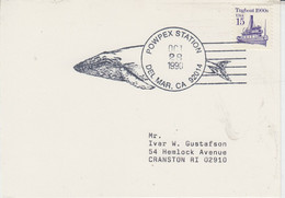 USA Card Ca With Whale Ca Powpex Station Del Mar Ca OCT 28 1990 (XA162C) - Antarctische Fauna