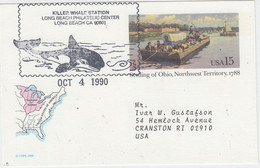 USA Postal Stationery Ca With Whale Ca Killer Whale Station Long Beach Ca OCT 4 1990 (XA162D) - Antarctic Wildlife