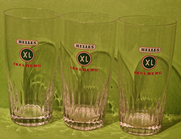 Lot 3 Anciens VERRES - Publicitaire Bière HELLES XL IXELBERG - Etat D'usage -  Années 1970 / 1980 - Verres