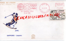 SPORTS - ENVELOPPE  JEUX OLYMPIQUES HIVER JAPON SAPPORO 1972- SKI - FDC