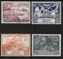 MALAYA - MALACCA 1949 UPU SET FINE USED Cat £19 - Malacca