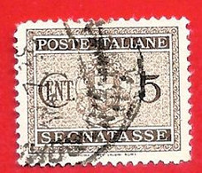 1934 (34) Segnatasse - Stemma Con Fasci Filigrana Coricata Cent. 5 - Usato - Leggi Il Messaggio Del Venditore - Taxe