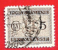 1934 (34) Segnatasse - Stemma Con Fasci Filigrana Coricata Cent. 5 - Usato - Leggi Il Messaggio Del Venditore - Segnatasse