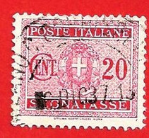 1934 (36) Segnatasse - Stemma Con Fasci Filigrana Coricata Cent. 20 - Usato - Leggi Il Messaggio Del Venditore - Taxe
