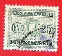 1934 (37) Segnatasse - Stemma Con Fasci Filigrana Coricata Cent. 25 - Usato - Leggi Il Messaggio Del Venditore - Postage Due