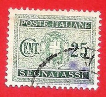 1934 (37) Segnatasse - Stemma Con Fasci Filigrana Coricata Cent. 25 - Usato - Leggi Il Messaggio Del Venditore - Segnatasse