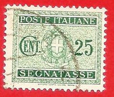 1934 (37) Segnatasse - Stemma Con Fasci Filigrana Coricata Cent. 25 - Usato - Leggi Il Messaggio Del Venditore - Taxe