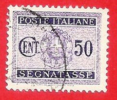 1934 (40) Segnatasse - Stemma Con Fasci Filigrana Coricata Cent. 50 - Usato - Leggi Il Messaggio Del Venditore - Segnatasse