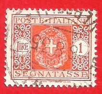 1934 (42) Segnatasse - Stemma Con Fasci Filigrana Coricata Lire 1 - Usato - Leggi Il Messaggio Del Venditore - Segnatasse