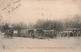 CPA Paris - Station Du Tramway De Saint Germain  - Place De L'etoile - C L C - 1905 - Openbaar Vervoer