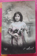 Carte Postale Fantaisie. 1er Avril Poisson Poissons. Velouté 1020. Jeune Fille - 1er Avril - Poisson D'avril