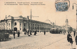 CPA Russie - St Petersbourg - Bazar Gostinny - Perspective Newsky - Tramway - Russie