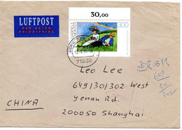 62508 - Bund - 1994 - 300Pfg Gemaelde Gabriele Muenter EF A LpBf LUDWIGSBURG -> SHANGHAI (China) - Storia Postale