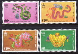 HONG-KONG - 1989 CHINESE NEW YEAR OF THE SNAKE SET (4V) FINE MNH ** SG 587-590 - Nuevos