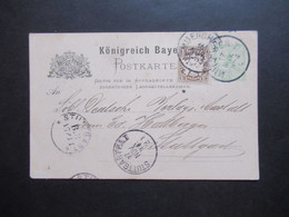 Bayern Ganzsache P 25 II Mit Zusatzfrankatur Nach Stuttgart Mit Zusatzfrankatur Rücks. Stempel Verwaltung Münchner Post - Postal  Stationery