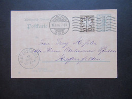 AD Bayern 1906 Ganzsache Mit Zusatzfrankatur Maschinenstempel München 2 B.P. An Herrn Oberlieutnant / Militaria ?! - Postal  Stationery