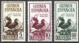 Spanish Guinea 1952 - Mi 283/85 - YT 339/41 ( Stamp Day - Bird : White-thighed Hornbill ) MH* Complete Set - Guinea Española