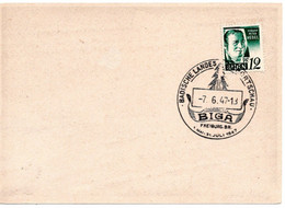 62520 - Alliierte Besetzung / Frz Zone / Baden - 1947 - 12Pfg Hebel EF A Blanko-AnsKte SoStpl FREIBURG - BIGA ... - Bade