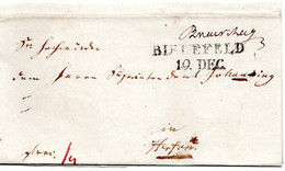 62521 - Deutschland / Vorphila - Ca. 1800 - Markenlose Briefhuelle BIELEFELD -> Herford - Prephilately