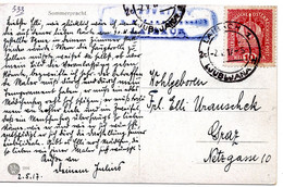 62530 - Oesterreich - 1917 - 10H Krone EF A AnsKte LAIBACH -> Graz, M Zensurstpl V Laibach - Lettres & Documents