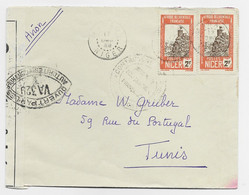 NIGER 2FRX2 LETTRE COVER AVION MATADI 1940 TO TUNISIE CENSURE OUVERT VA 329I - Storia Postale