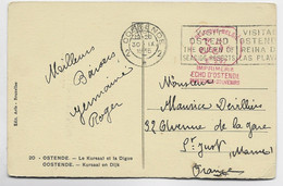 BELGIQUE EMA 35C IMPRIMERIE ECHO D'OSTENDE PAPTERIES SOUVENIRS CARTE OSTENDE 30.IX.1935 TO FRANCE - 1934-1935 Leopoldo III