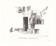 Christian Mali 1832-1906 - Frauenchiemsee - Fischerhaus Mit Heiligem - Dessins