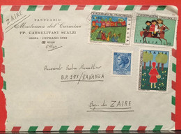 LETTERA AEREA - DA CEPRANO ( FR ) PER KANANGA - ZAIRE ANNO1975 - MADONNA DEL CARMINE - CARMELITANI SCALZI - Covers & Documents