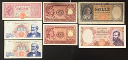 Italia Italy 7 Banconote 10000 1973 + 1000 1949  +100 1951 X 2 + 1944 + 1000 1964 1966 LOTTO 4216 - 10000 Liras
