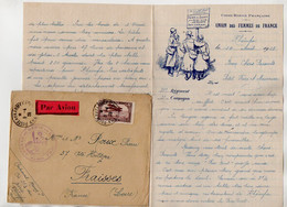 TB 3703 - 1928 - Lettre Par Avion Du MAROC - Croix - Rouge / Caporal ROUX Au 31è Bon Du Génie à KHENIFRA Pour FRAISSES - Lettres & Documents