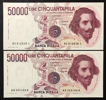 50000 Lire Gian Lorenzo Bernini I° Tipo Serie C 1986 + D 1990 Sup LOTTO 4220 - 50000 Liras