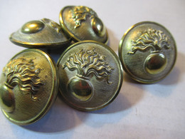 5  Boutons Anciens D'uniforme/Militaria/Grenade éclatant/Laiton Poli/24 Et 23 M-m/ Début XXème   BOUT149 - Bottoni