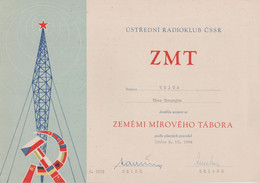 Ceskoslovensko - Ustredni Radioklub CSSR - ZMT - Praha - Diploma - Diplom - Theo Gheorghe - Romania (1964) - Diploma & School Reports