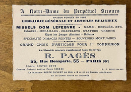 Paris 6ème * A Notre Dame Du Perpétuel Secours Librairie Articles Religieux R. PAGES 55 Rue Bonaparte * Carte De Visite - Distrito: 06