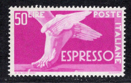 Italia (1951) - Espresso 50 Lire, Filigrana Ruota 1° Tipo Posizione CD - Eilpost/Rohrpost