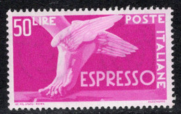 Italia (1952) - Espresso 50 Lire, Filigrana Ruota 3° Tipo Posizione ND - Eilpost/Rohrpost